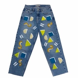 Denim & Co Cropped painted jeans with raw hem